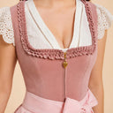 Premium Blush Pink Jacquard Oktoberfest Dirndl & White Puff Sleeve Blouse Set