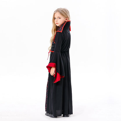 Gothic Long Sleeve Black Red Vampire Dress