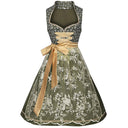 Oktoberfest Green Embroidered Dirndl Dress with Apron - Retrorobe