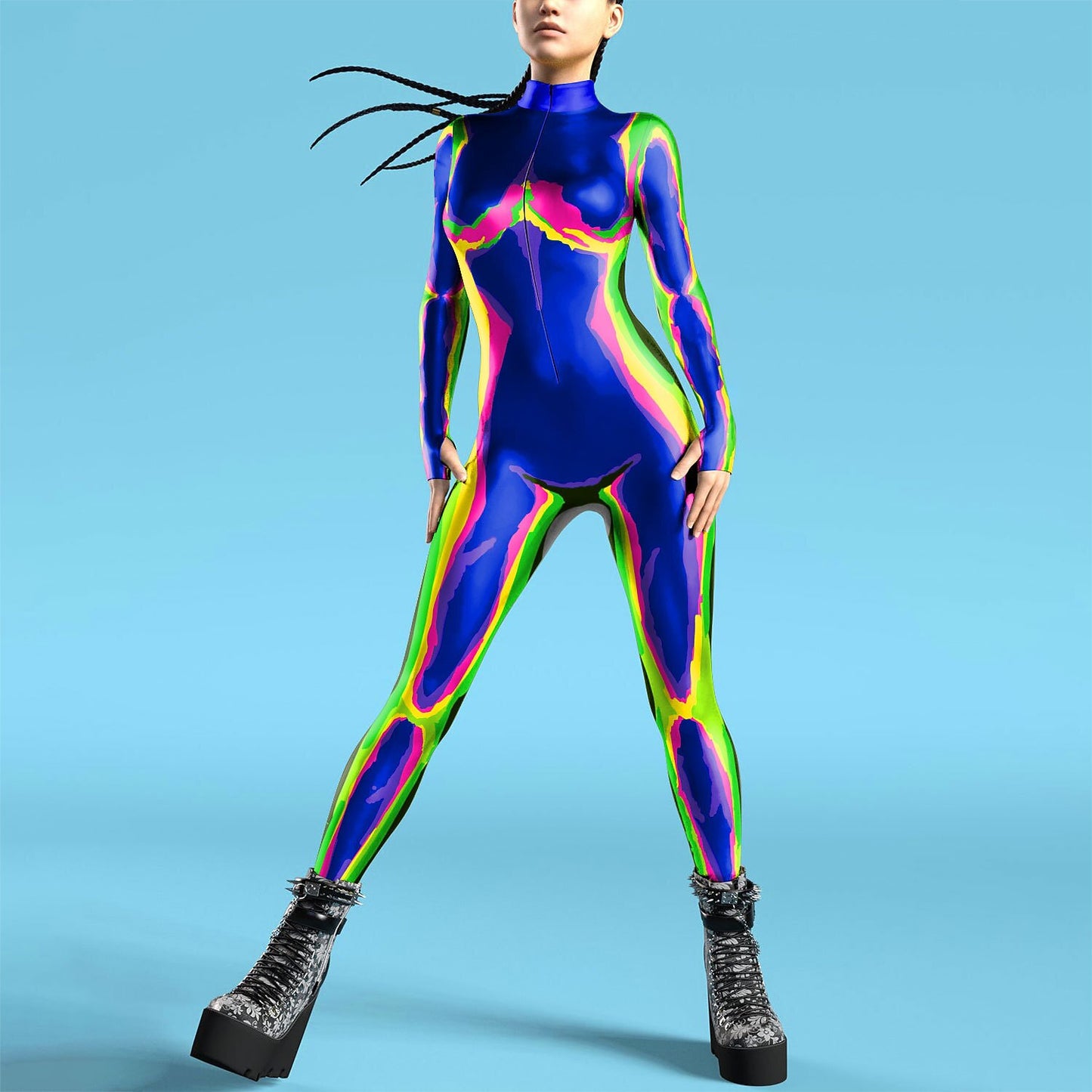 Rainbow Print Catsuit Costume