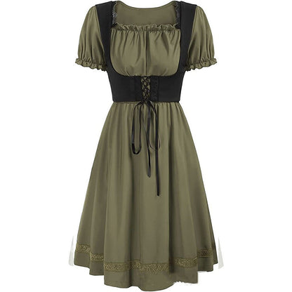 Renaissance Puff Sleeve Knee-Length Dress