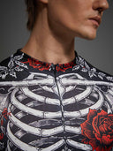 Men's Gothic Skeleton Bodysuit 2-Piece Halloween Costume Set
