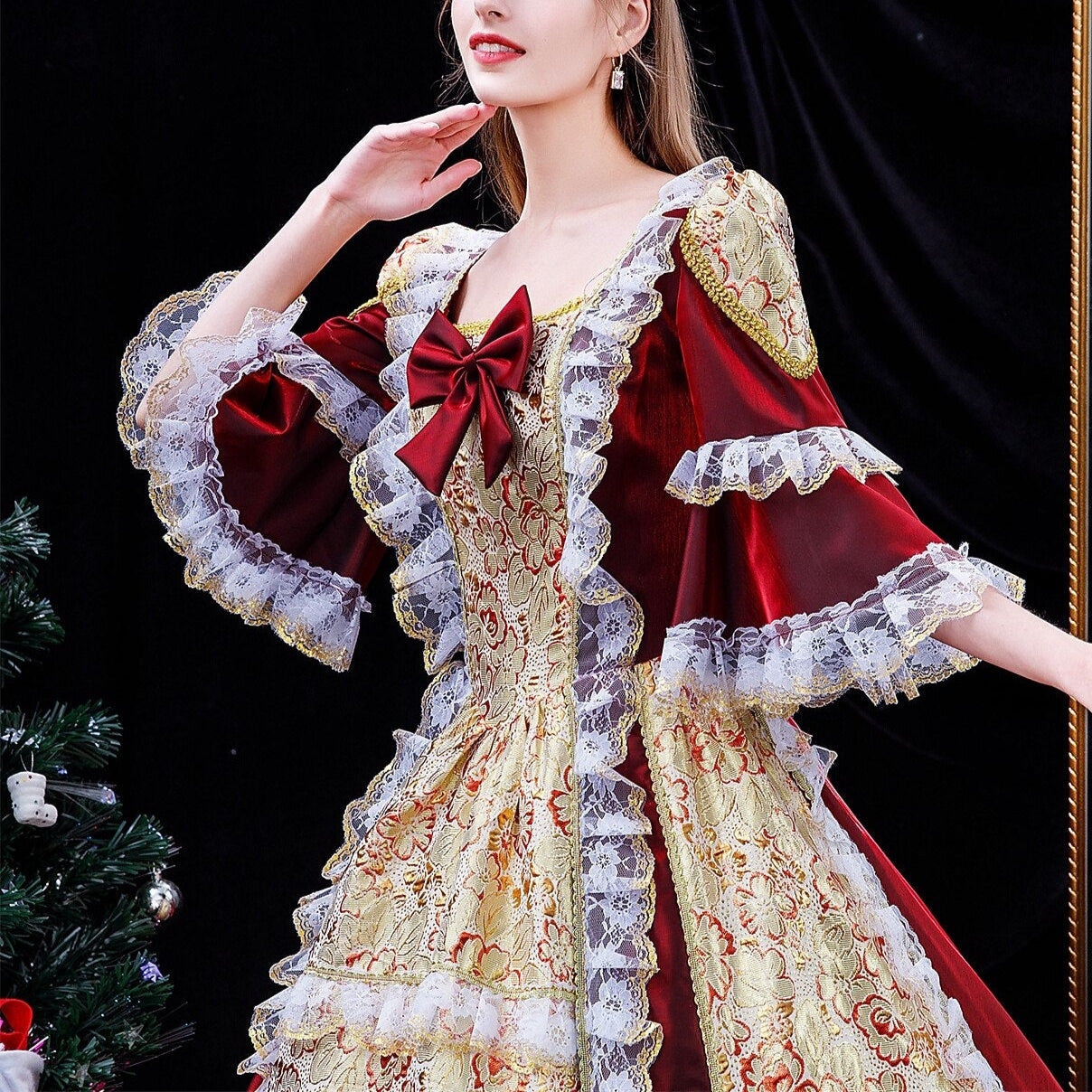 Burgundy Rococo Ball Gown - Retrorobe