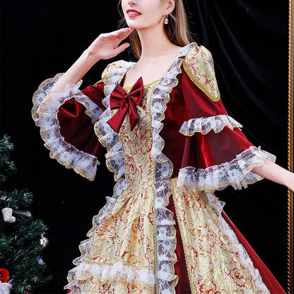Burgundy Rococo Ball Gown - Retrorobe