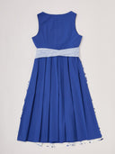 Women’s Oktoberfest Royal Blue Midi Dirndl Dress with Floral Apron
