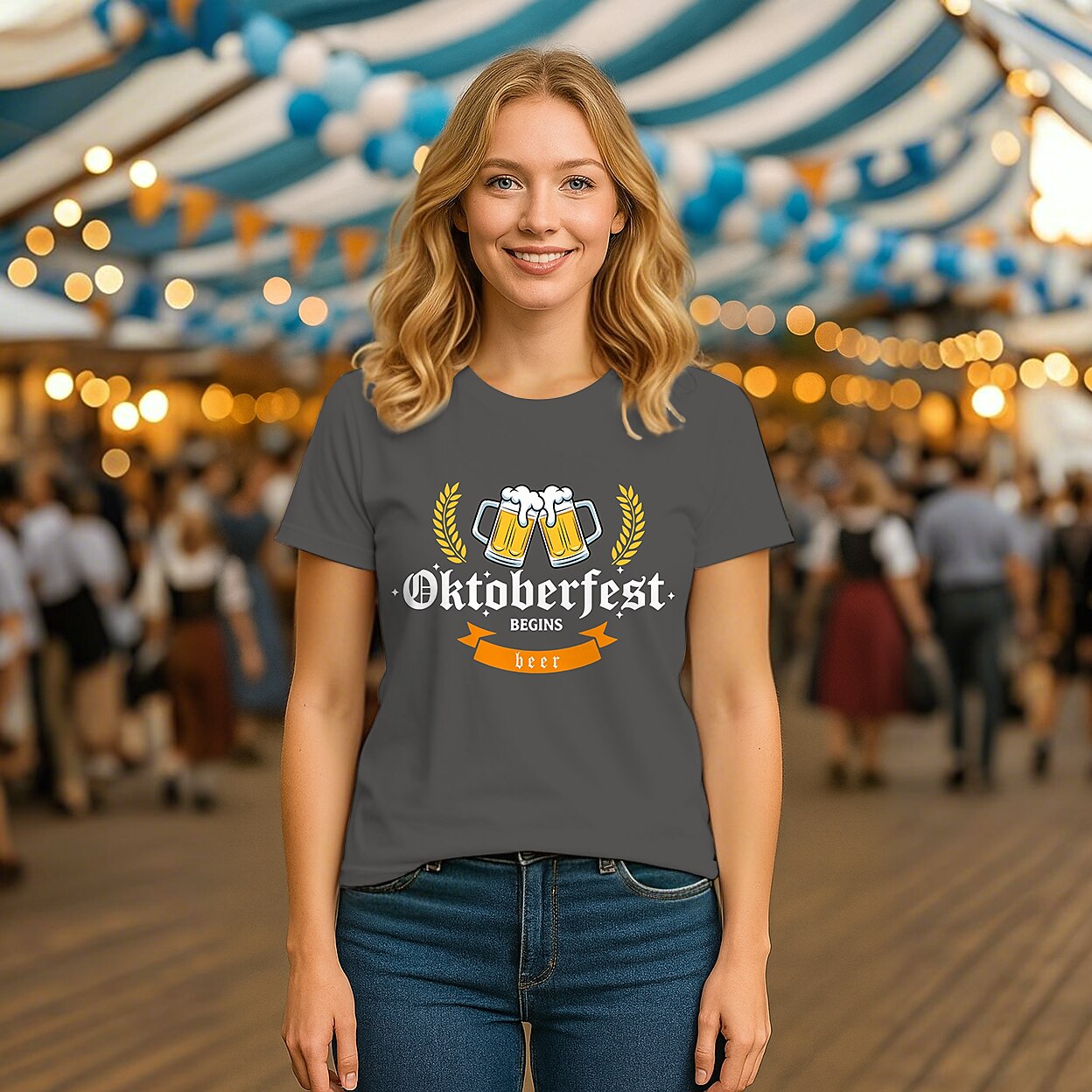 Women's Oktoberfest Beer Graphic T-shirt