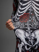 Men's Gothic Skeleton Bodysuit 2-Piece Halloween Costume Set