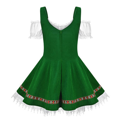 Oktoberfest Bavarian Light Green Dirndl Dress with Apron