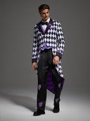 Men's Purple Harlequin Tailcoat 3-Piece Halloween Costume
