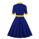 Contrast Collar Charm Midi Dress