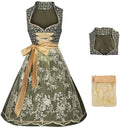 Oktoberfest Green Embroidered Dirndl Dress with Apron - Retrorobe