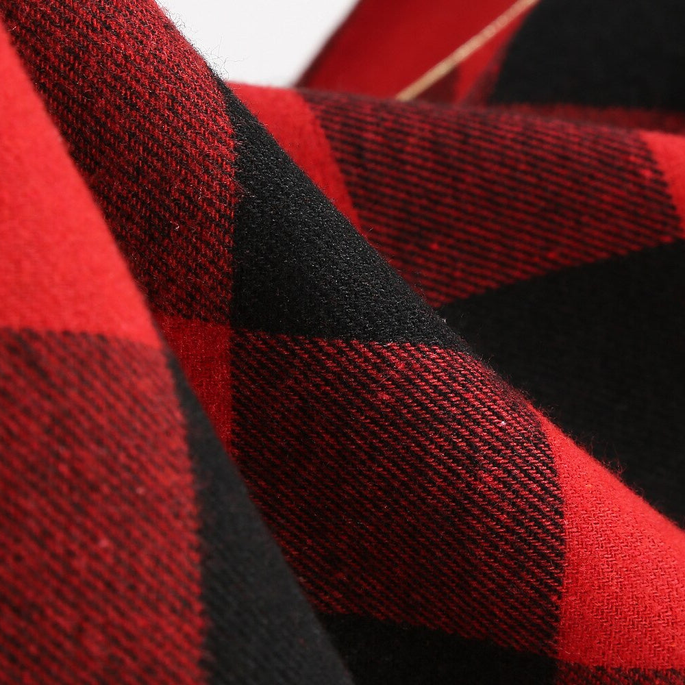 Women's 1950s Plaid Lapel Collar Swing Dress