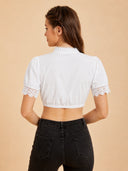 Women’s Oktoberfest White Sweetheart Puff Sleeve Dirndl Blouse
