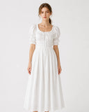 White Cotton Cottagecore Peasant Dress