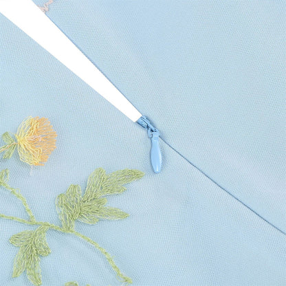 Floral Embroidered V-Neck Midi Dress