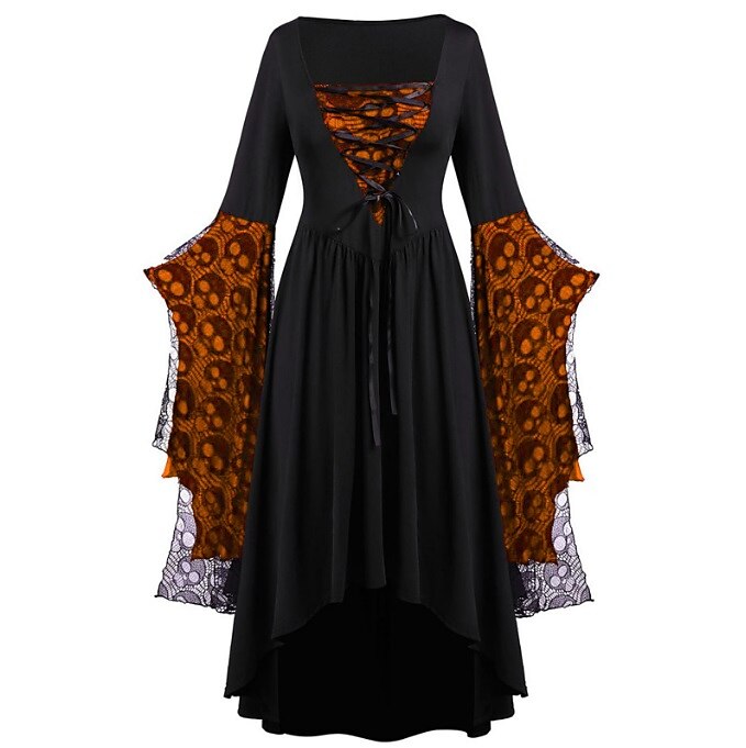 Gothic Halloween Bat Sleeve Irregular Dress