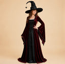 Women's Burgundy & Black Gothic Witch Dress Costume Set