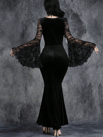Morticia Addams Velvet Fancy Dress