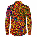 Retro 70er Psychedelisches Mandala Langarm-Hemd mit Kragen