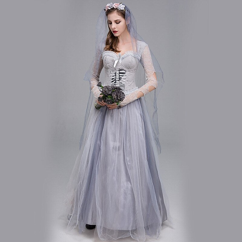 Ghost Bride Skeleton Lace Tulle Dress