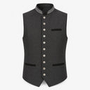 Men’s Oktoberfest Charcoal Trachten Vest with Embroidered Trim