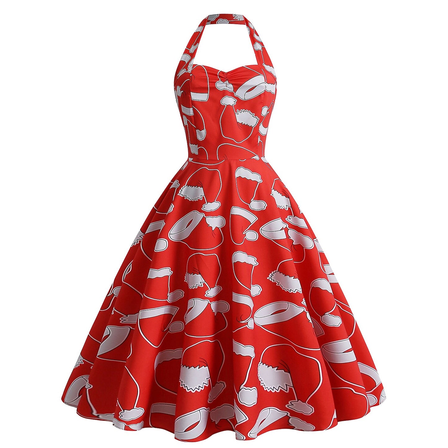 Christmas Vintage Santa Claus Halter Dress
