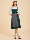 Oktoberfest Teal Green Dirndl Dress with Satin Apron