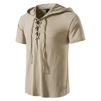 Retro Viking Style Short Sleeve Hooded Shirts