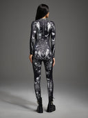 Leotard da donna di Halloween gotico con scheletro e ragnatele