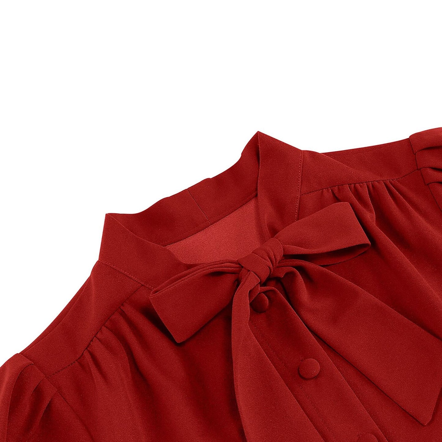 Women's 1950s Bow Tie Neck Long Sleeve A-Line Dress