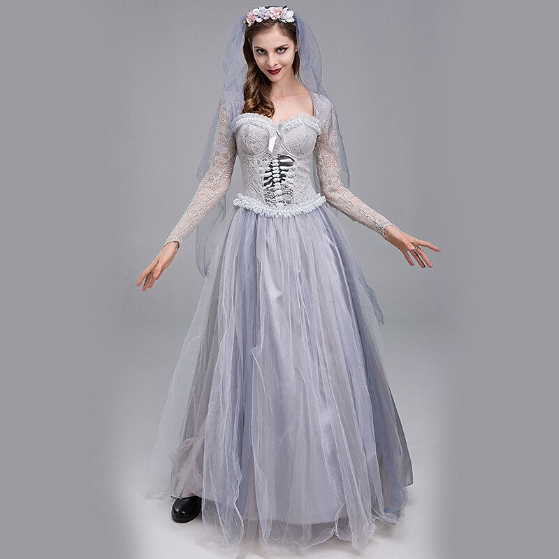 Ghost Bride Skeleton Lace Tulle Dress