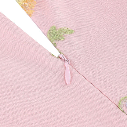 Floral Embroidered V-Neck Midi Dress