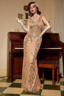 Women's Champagne 1920s Sequin Mermaid 6-Piece Set