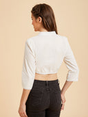 V-Neck Cropped Dirndl Blouse for Oktoberfest