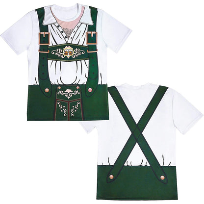 Men's Oktoberfest Green Lederhosen Beer Graphic T-shirt