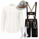 Men's Oktoberfest Lederhosen Costume with White Shirt, Hat & Knee Socks Set
