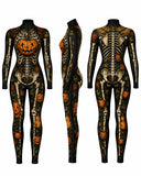 Men's Pumpkin Skeleton Tailcoat 2-Piece Halloween Costume Set