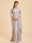 Women's Ivory Medieval Queen Gown & Fur-Trimmed Cloak Costume Set