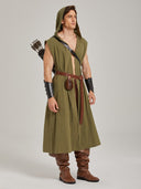Men's Olive Green Sleeveless Ranger LARP Costume Set