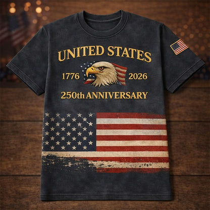 Men's American 250th Eagle American Flag Patriotic Printed T-shirt