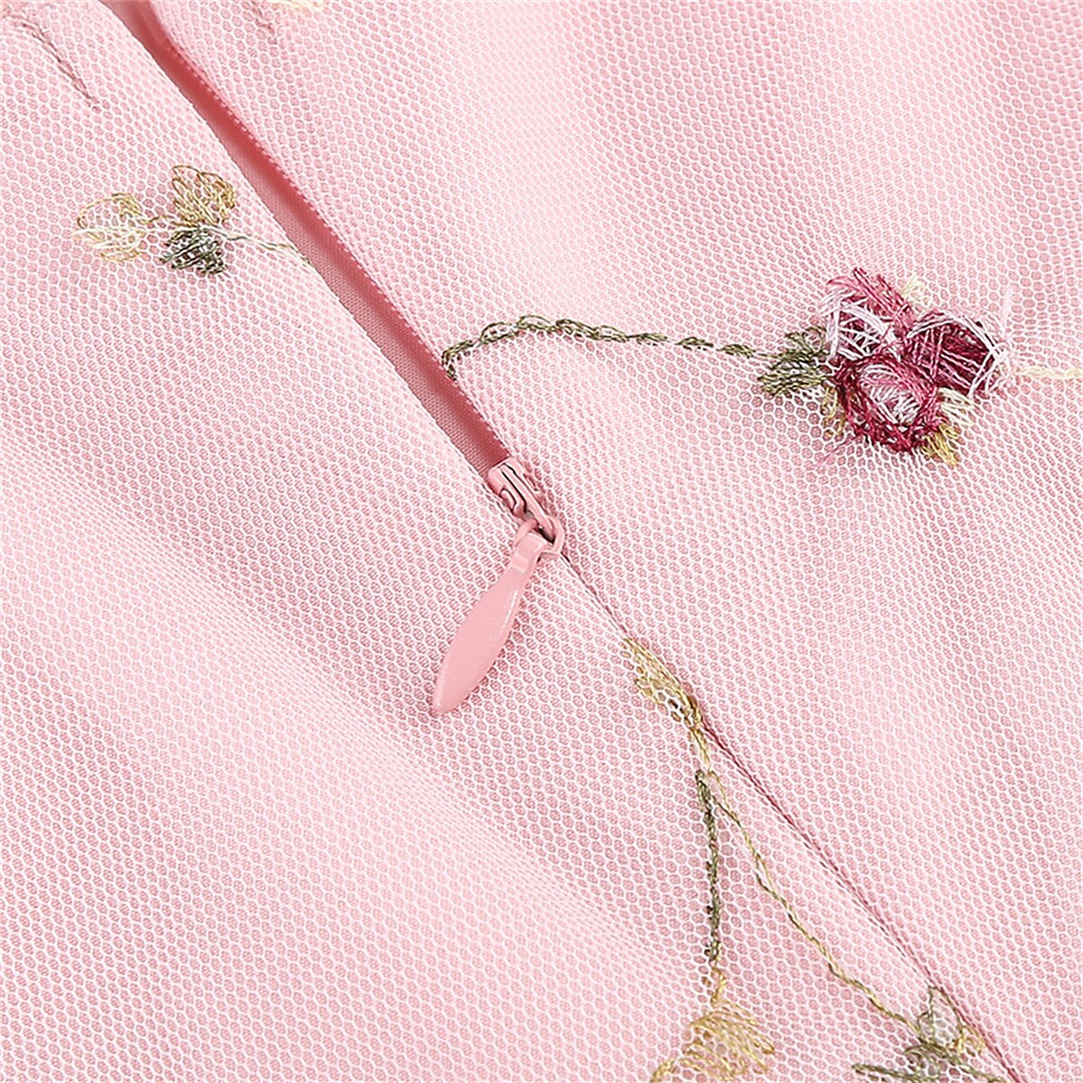 Embroidered Floral Tulle Midi Dress