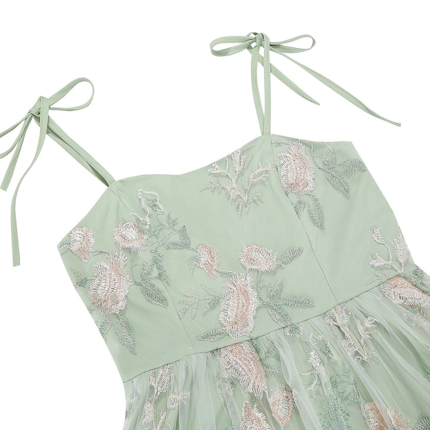 Floral Embroidered Sweetheart Midi Dress