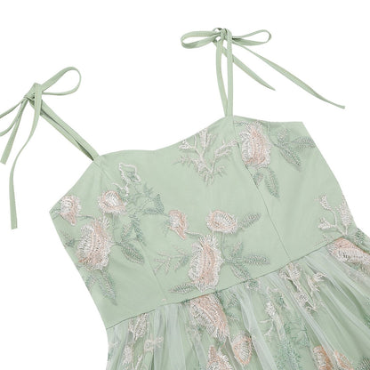 Floral Embroidered Sweetheart Midi Dress