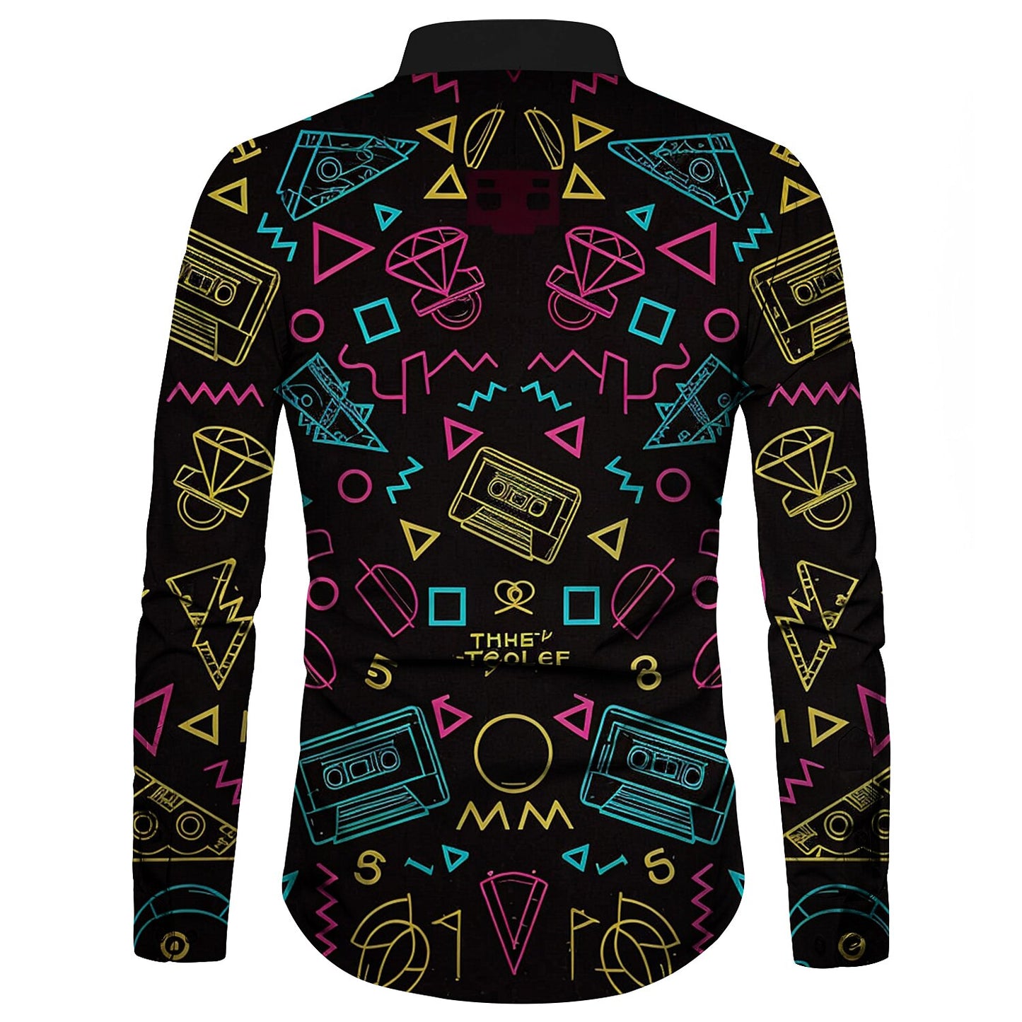 Retro 70S Memphis Geometric Long Sleeves Collar Shirt