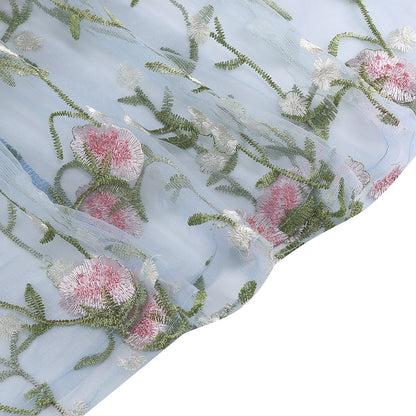 Floral Embroidered Mesh Midi Dress