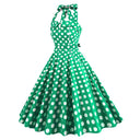 Polka Halter Charm Midi Dress