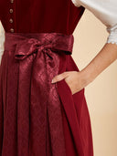 Premium Burgundy Jacquard Oktoberfest Dirndl & White Lace Blouse Set
