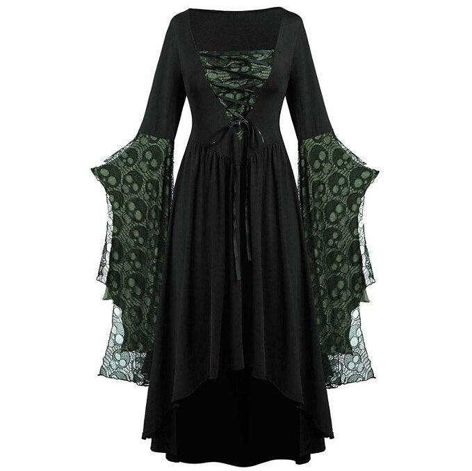 Gothic Halloween Bat Sleeve Irregular Dress