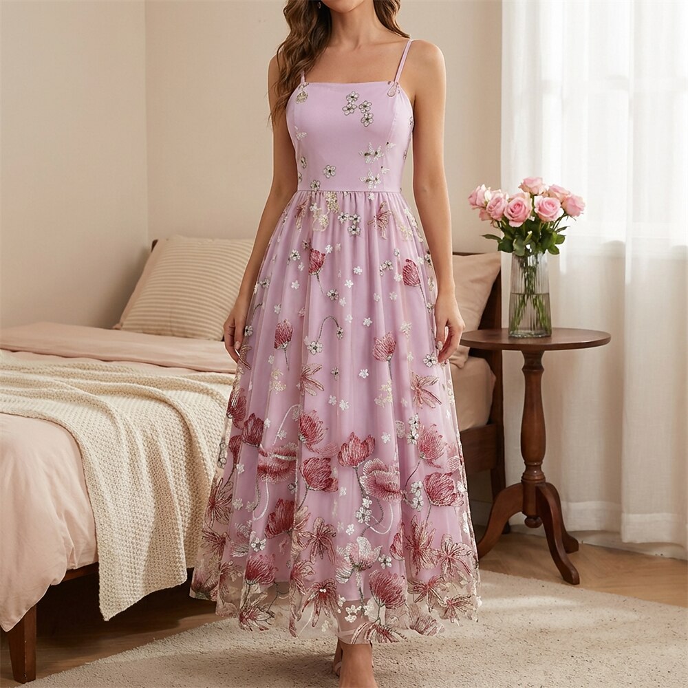 Floral Embroidered Midi Dress