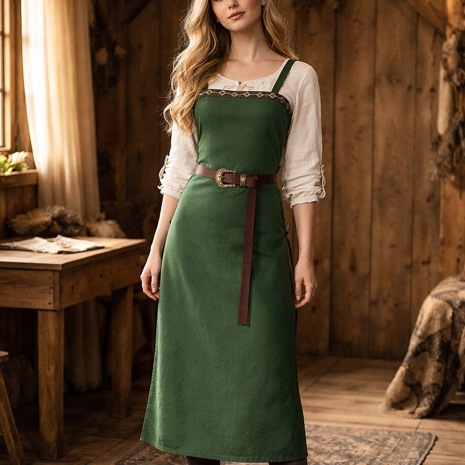 Medieval Viking Spaghetti Strap Dress with Belt